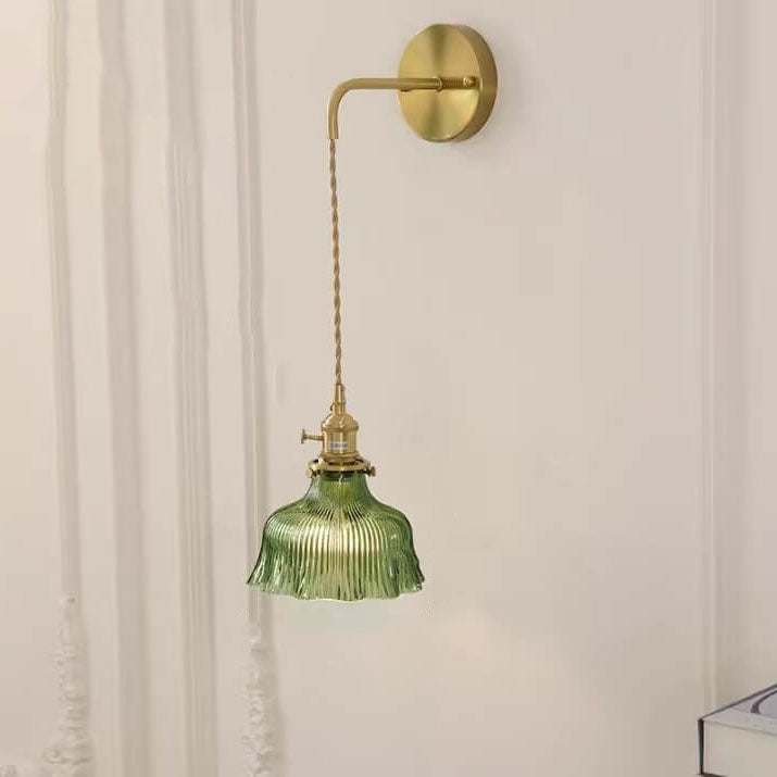 Nordic Minimalist Copper and Glass 1-Light Wall Sconce