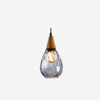 Drop-Shaped Pendant Light with Water Ripple Glass - 1 Light