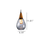 Drop-Shaped Pendant Light with Water Ripple Glass - 1 Light