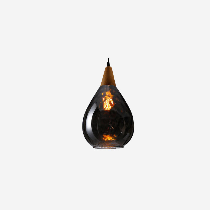 Drop-Shaped Pendant Light with Water Ripple Glass - 1 Light