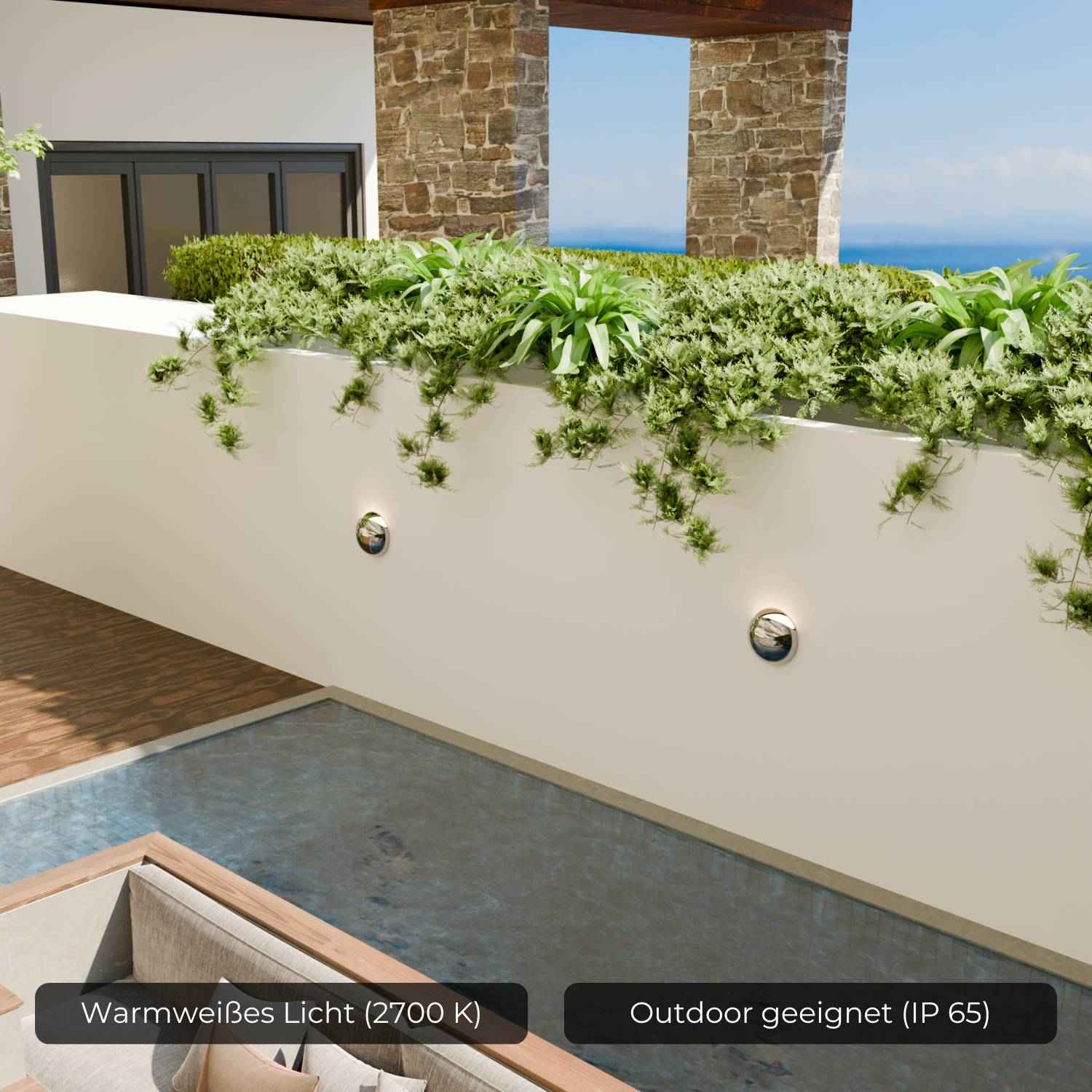 Pelo Wall Light | Modern Chrome Finish, IP65 Weatherproof