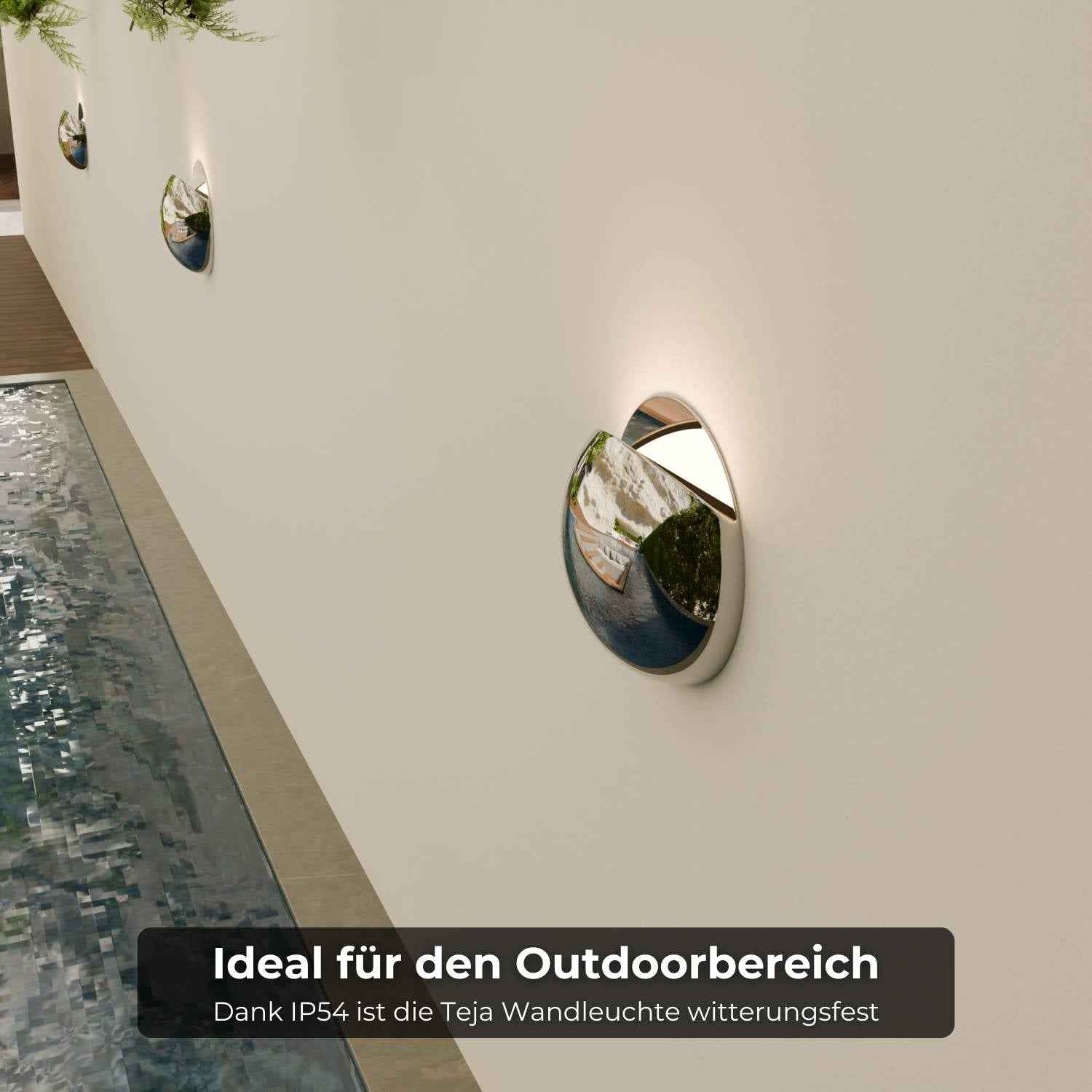 Pelo Wall Light | Modern Chrome Finish, IP65 Weatherproof
