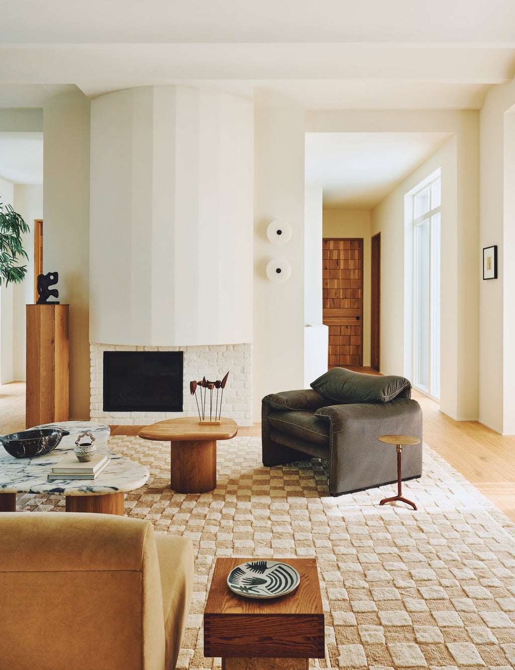 Bramble Hand-Knotted Wool Rug | Irregular Checkerboard Design