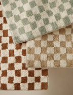 Bello Checkerboard Bath Mat | Two-Tone Hand-Drawn Design