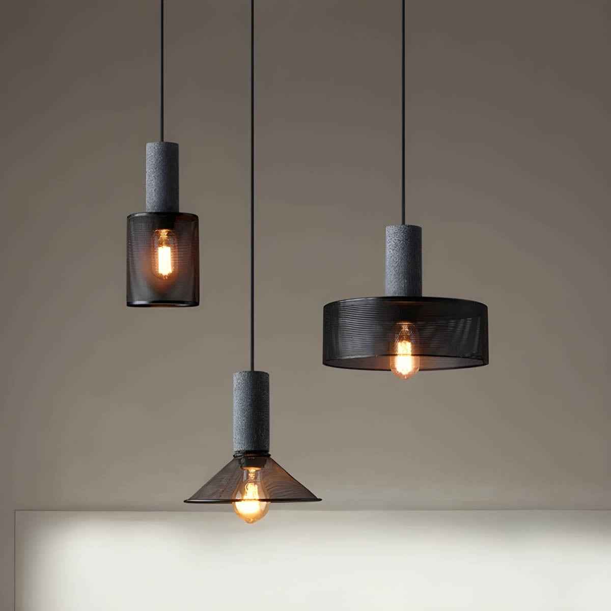 Brix Industrial Pendant Light | Cement & Iron, Adjustable Cable