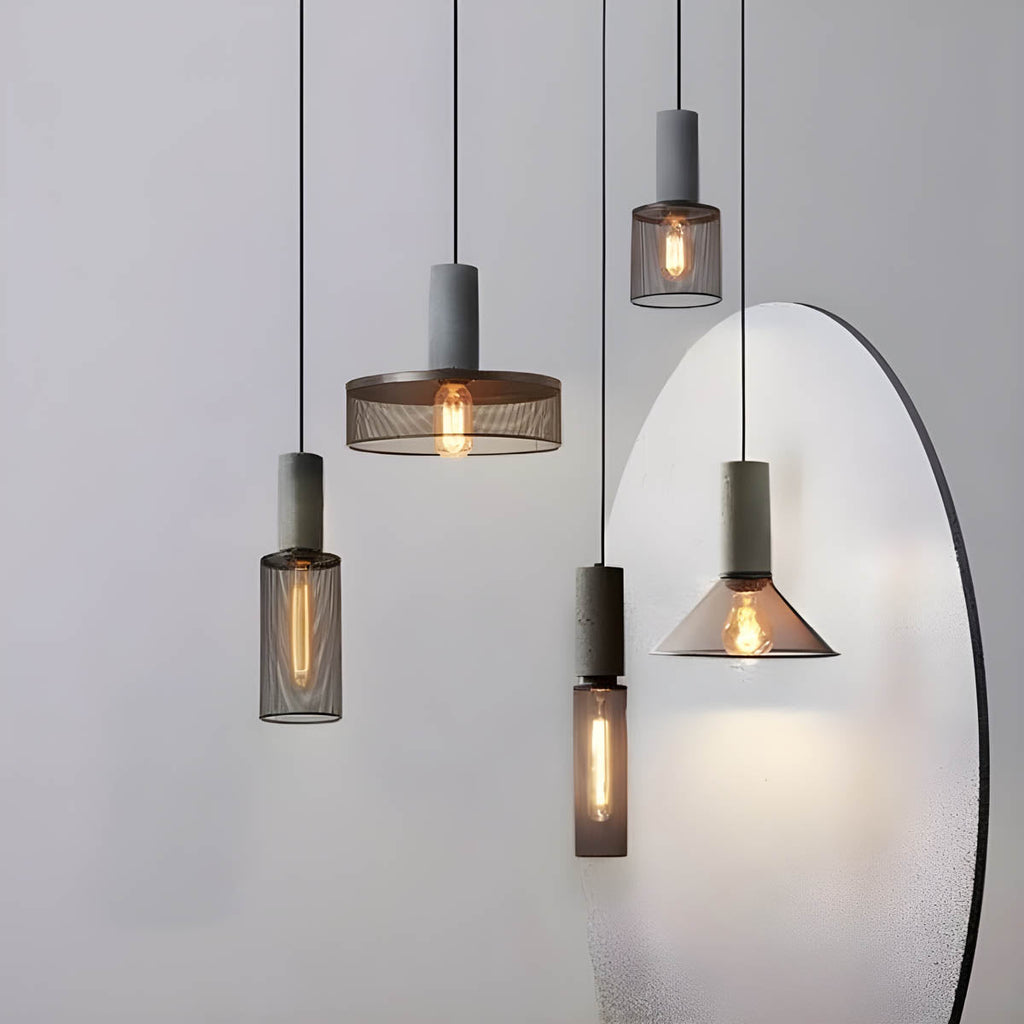 Brix Industrial Pendant Light | Cement & Iron, Adjustable Cable