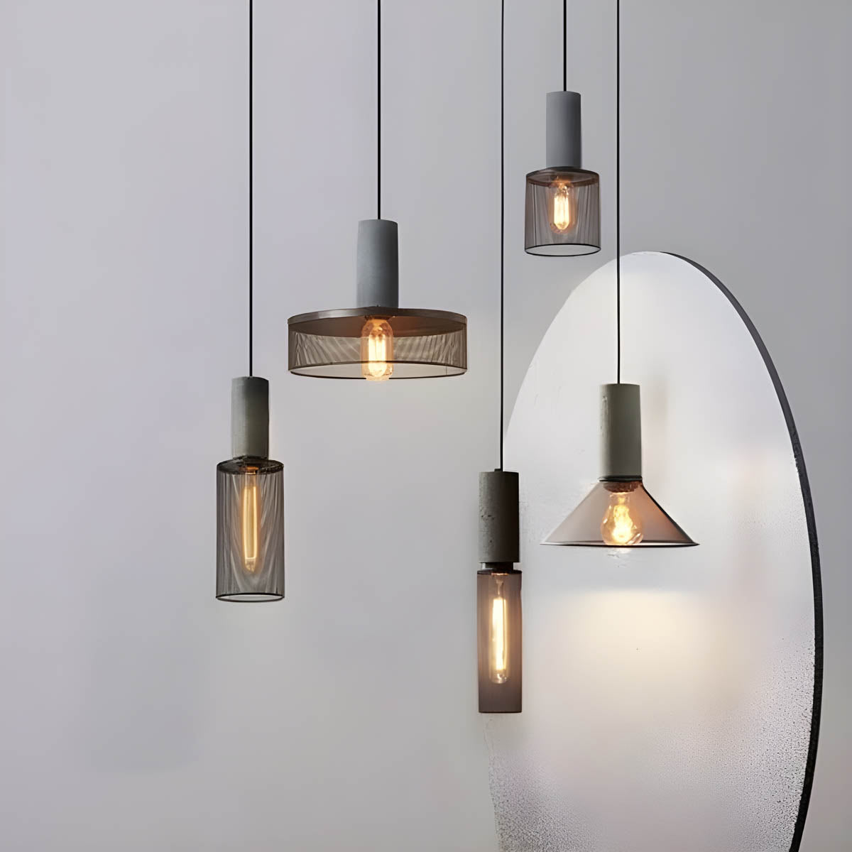 Brix Industrial Pendant Light | Cement & Iron, Adjustable Cable