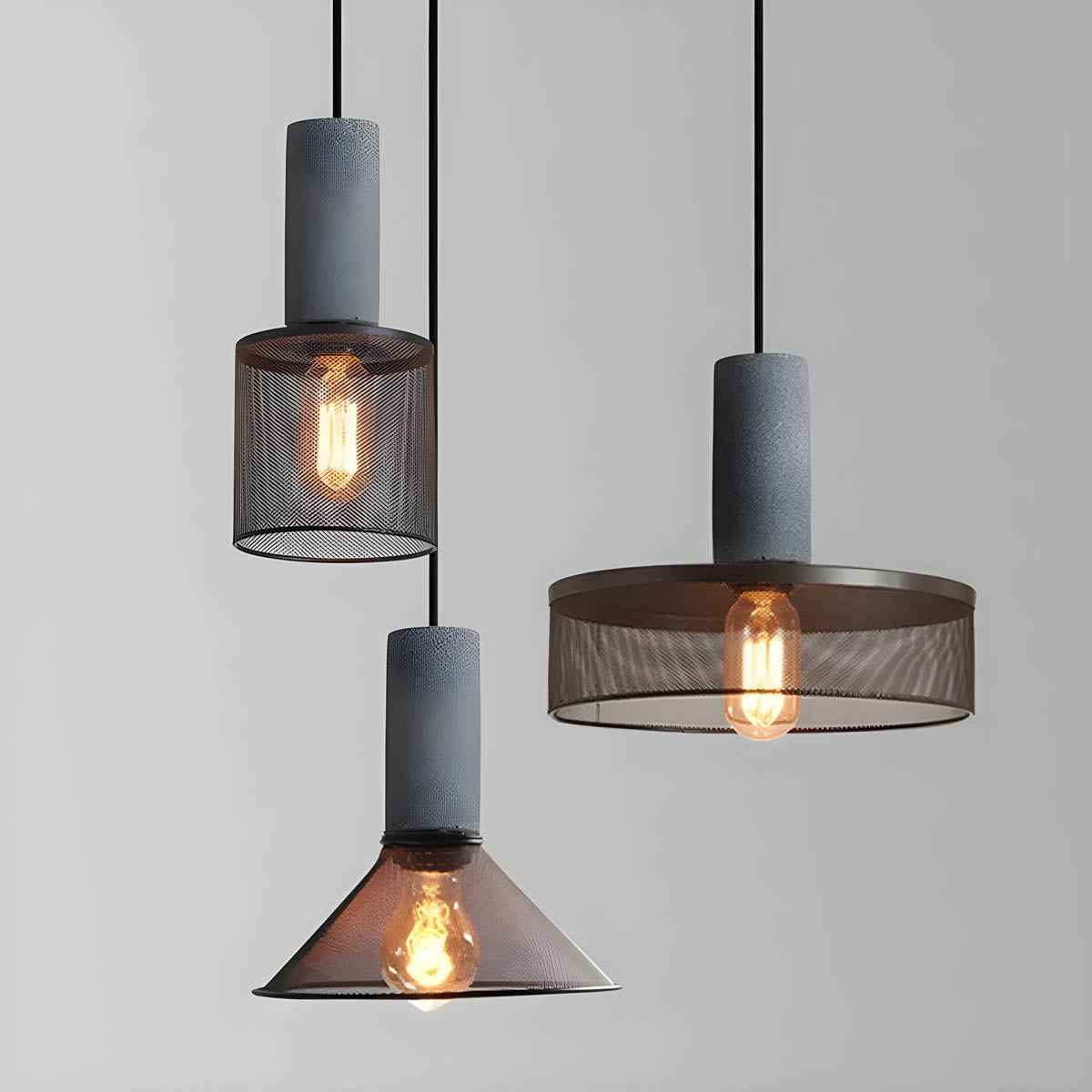 Brix Industrial Pendant Light | Cement & Iron, Adjustable Cable