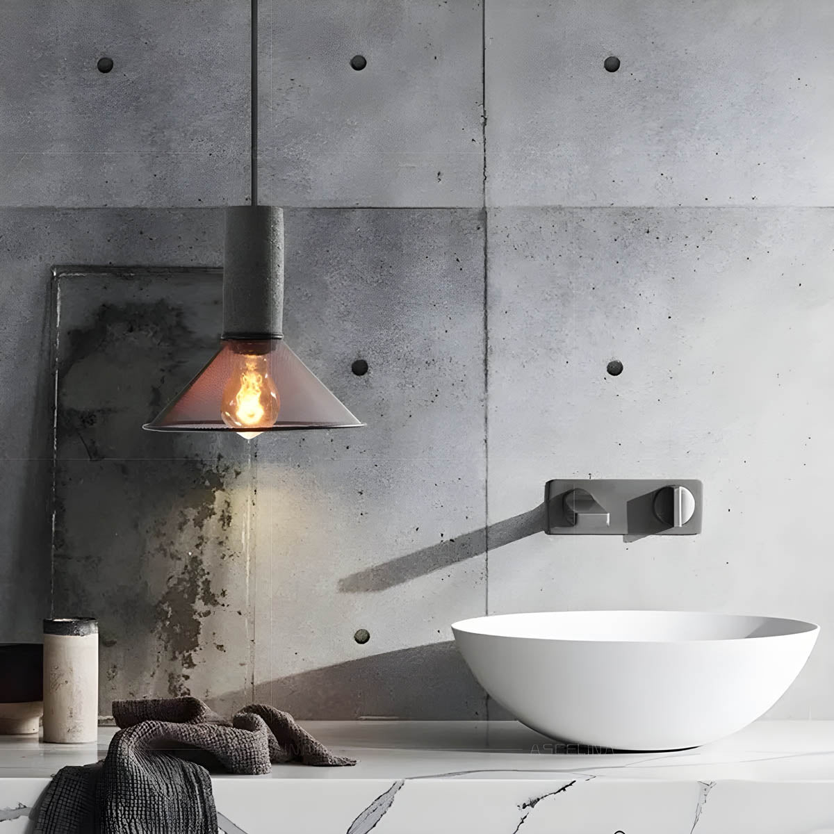 Brix Industrial Pendant Light | Cement & Iron, Adjustable Cable