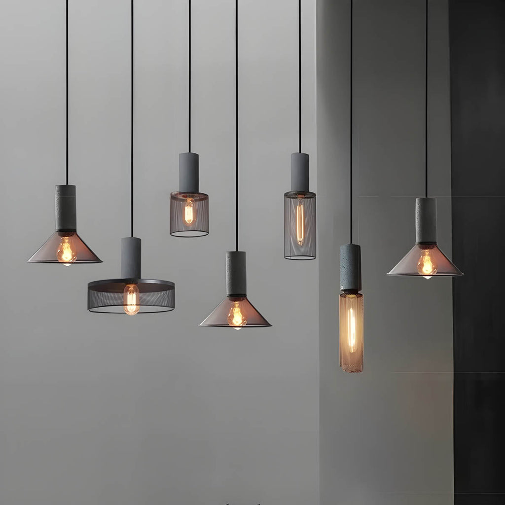 Brix Industrial Pendant Light | Cement & Iron, Adjustable Cable