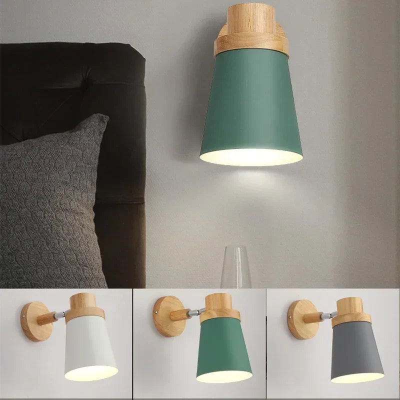 Norven – Modern LED Wall Lamp E27 Wood Metal