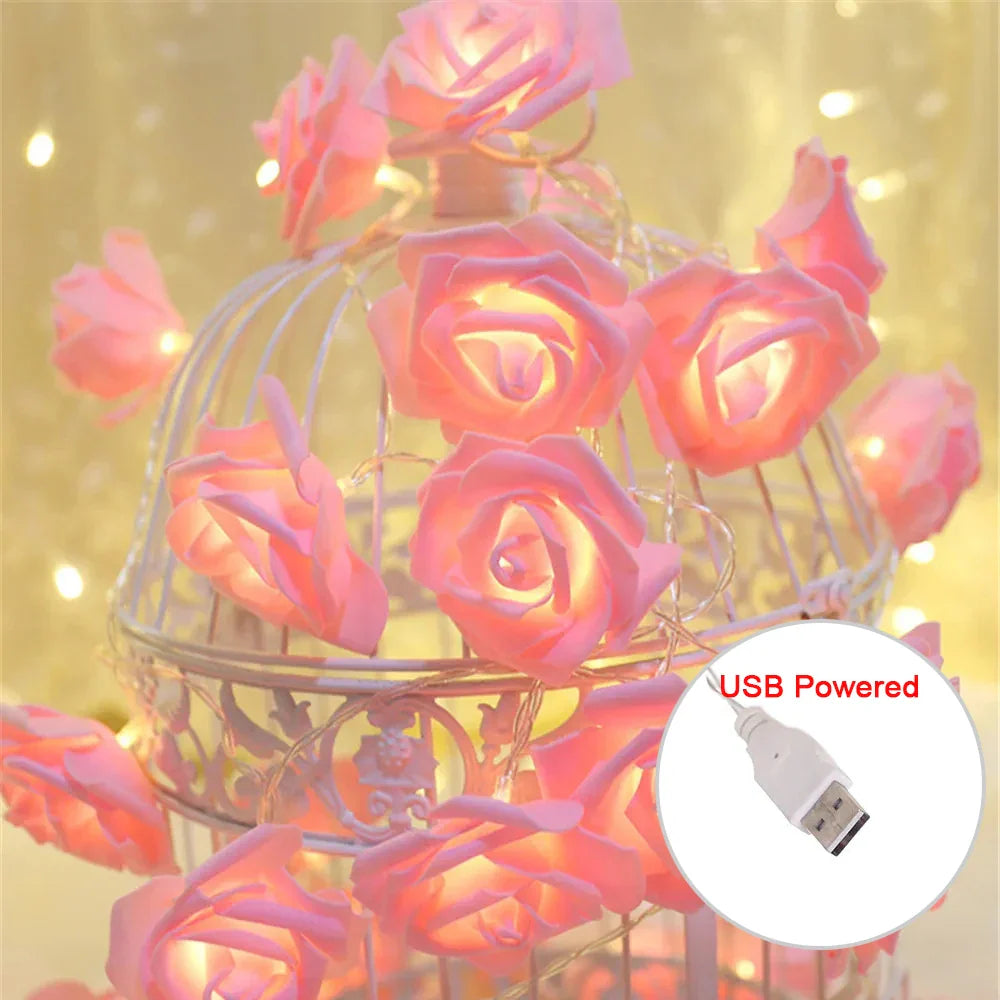 Cirellia – LED Rose Flower Light Chain with USB or Battery Power