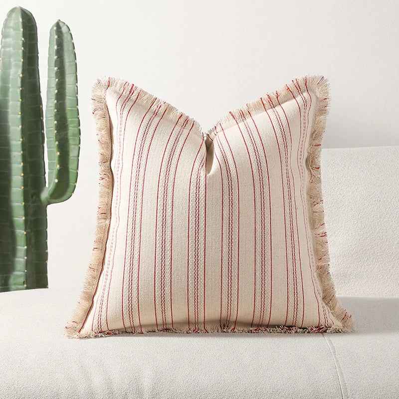Bela Jacquard Kussenhoes | Luxe Textuur met Fijne Franje Details