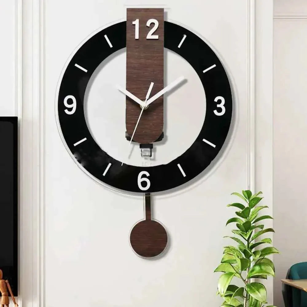 Bela Pendulum Wall Clock | Silent Quartz Movement, Modern Acrylic & Wood