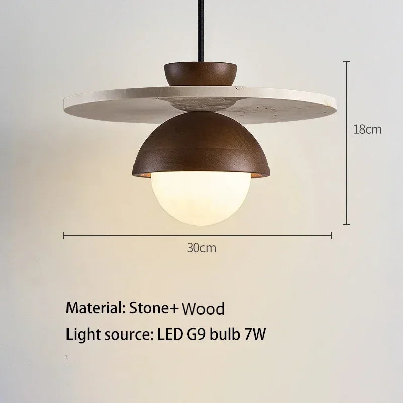 Boreal Pendant Light | Walnut & Stone LED Chandelier