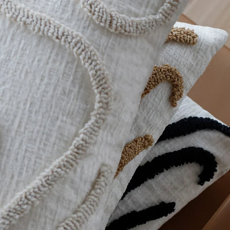 Sabella - Boho Chenille Decorative Cushion with Soft Geometric Lines for Sofa and Living Room