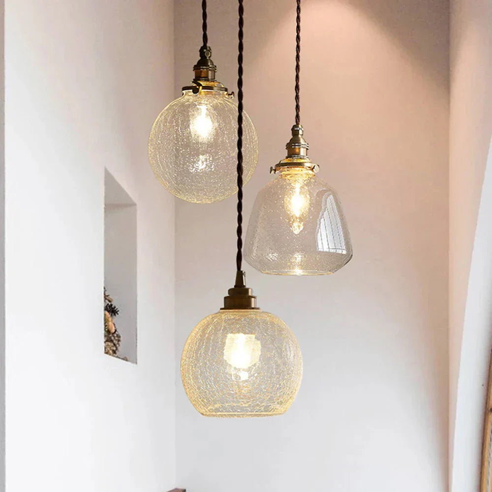 Vintage Copper Glass Globe Pendant Light 1-Light