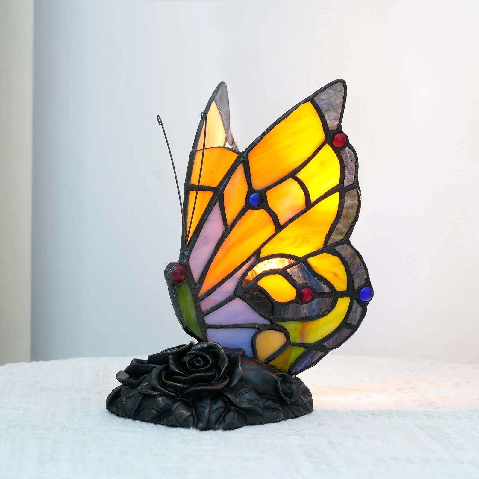 Zyrelis - Vintage Glass Table Lamp Butterfly Design
