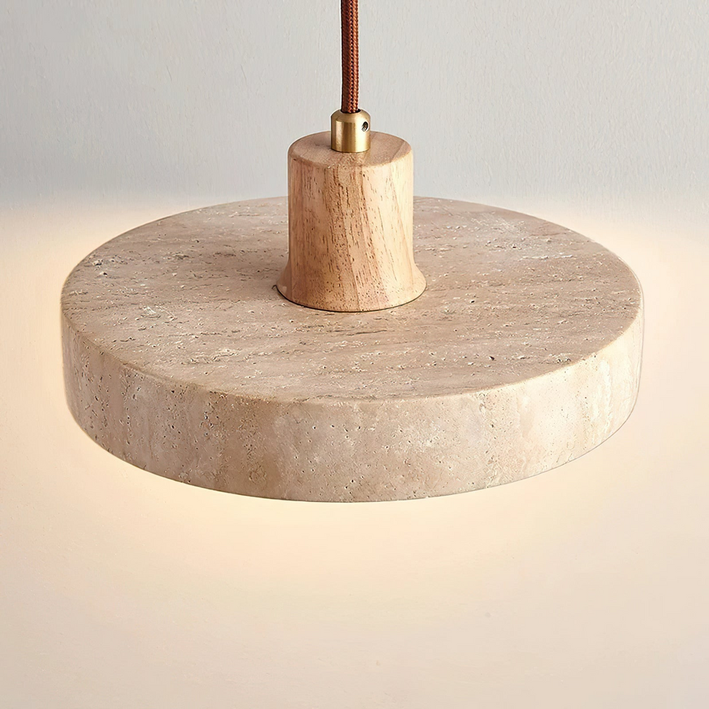 SabiStone: Handmade Wabi-Sabi Stone Pendant Light with Walnut Wood – for Bedrooms & Nightstands
