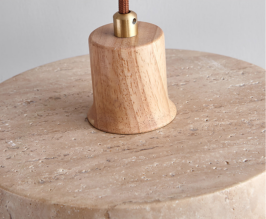 SabiStone: Handmade Wabi-Sabi Stone Pendant Light with Walnut Wood – for Bedrooms & Nightstands