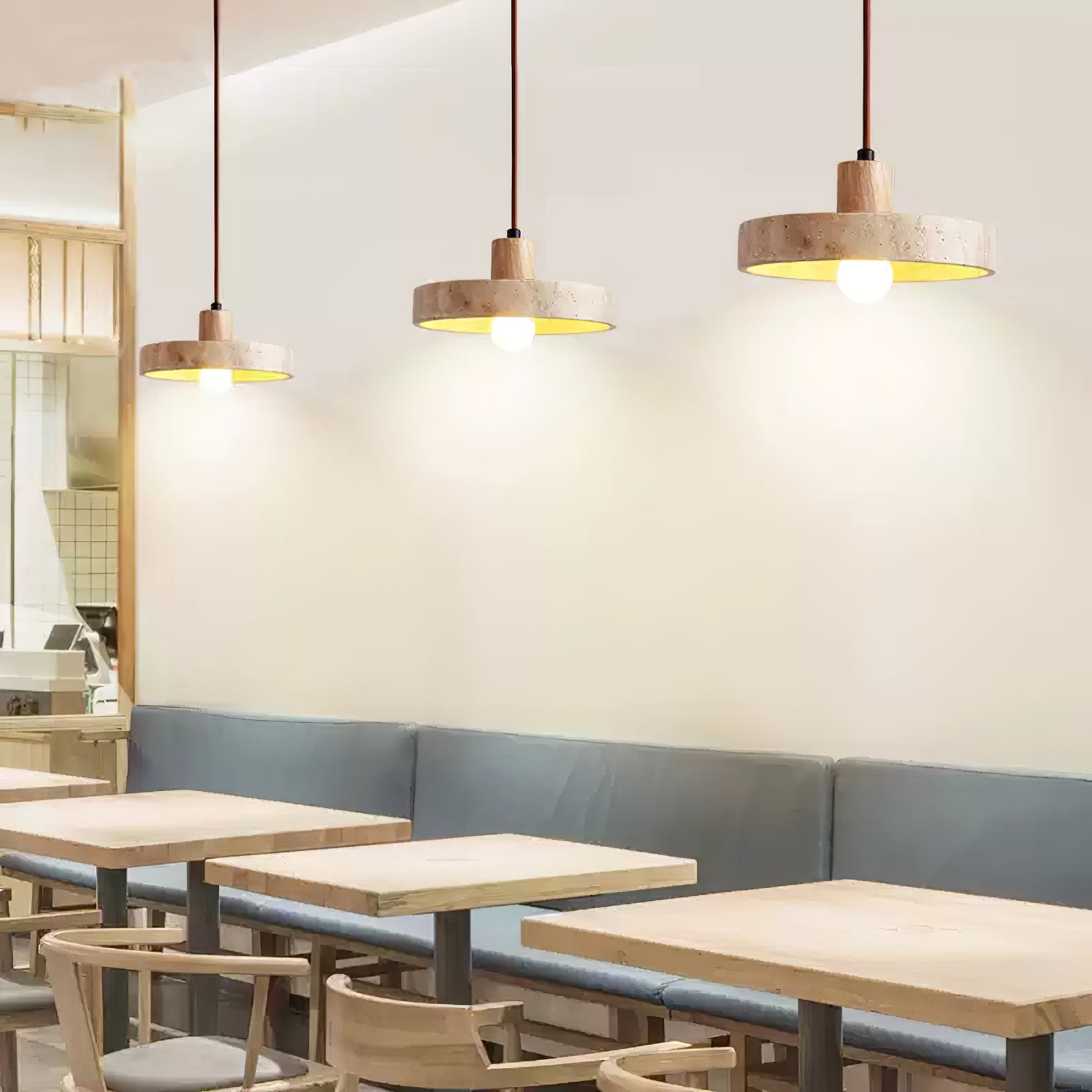 SabiStone: Handmade Wabi-Sabi Stone Pendant Light with Walnut Wood – for Bedrooms & Nightstands