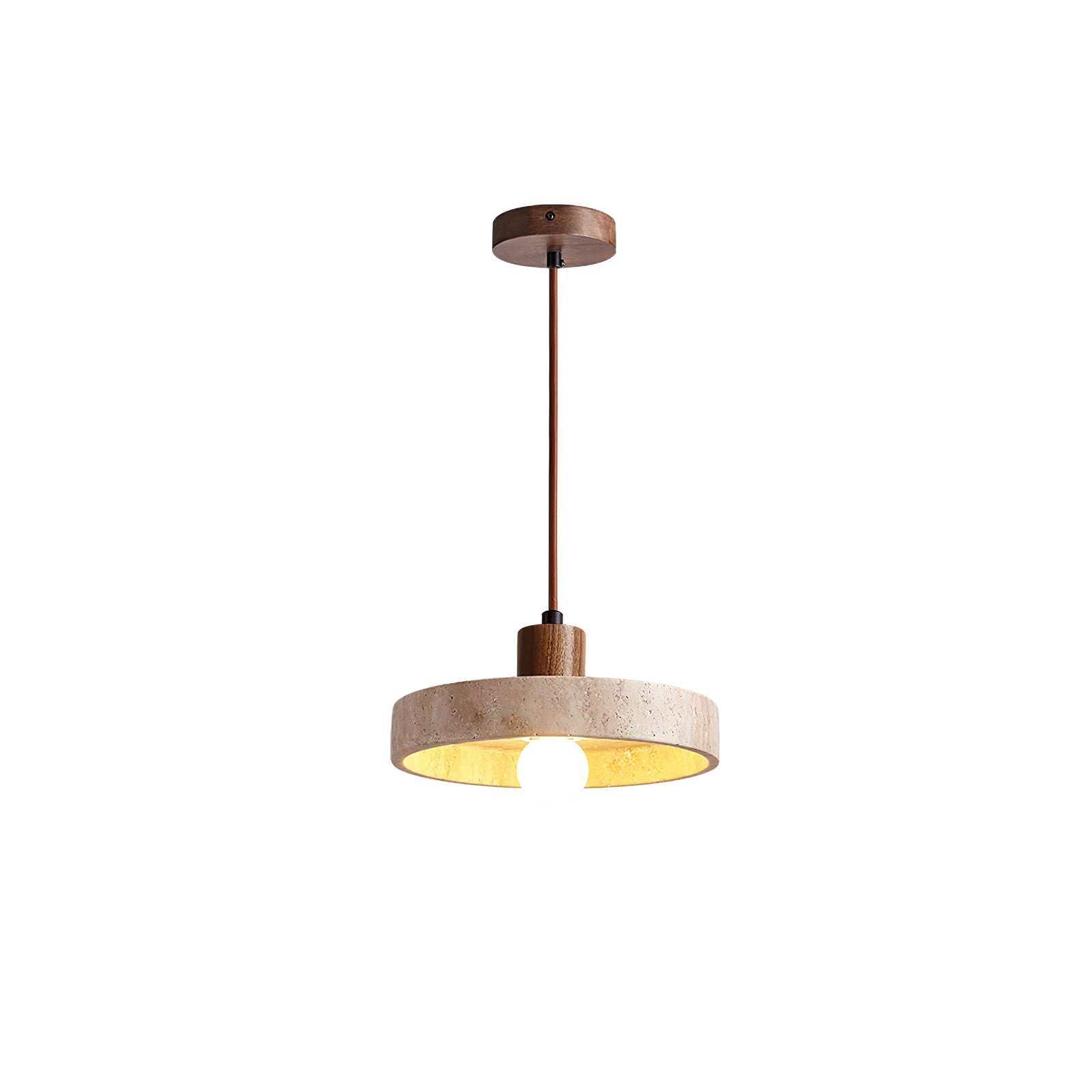 SabiStone: Handmade Wabi-Sabi Stone Pendant Light with Walnut Wood – for Bedrooms & Nightstands