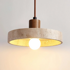 SabiStone: Handmade Wabi-Sabi Stone Pendant Light with Walnut Wood – for Bedrooms & Nightstands