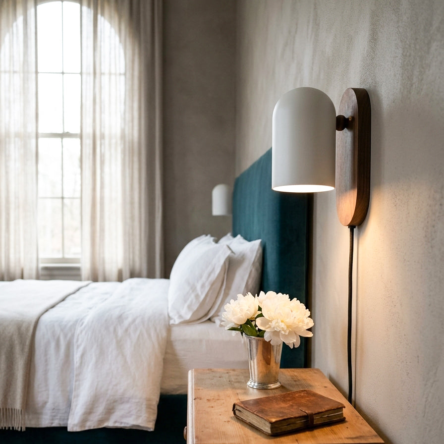 Sables Zen Walnut Plug-in Wall Sconce