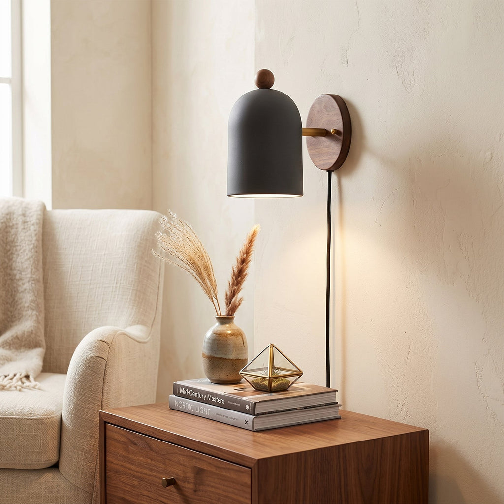 Sables Zen Walnut Plug-in Wall Sconce