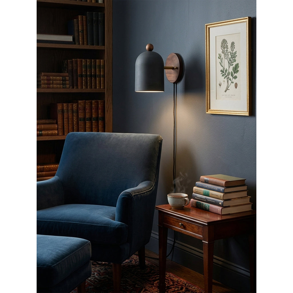 Sables Zen Walnut Plug-in Wall Sconce