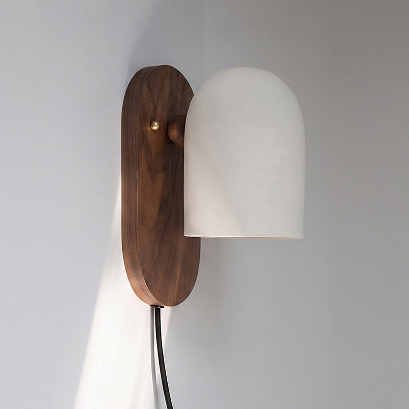 Sables Zen Walnut Plug-in Wall Sconce