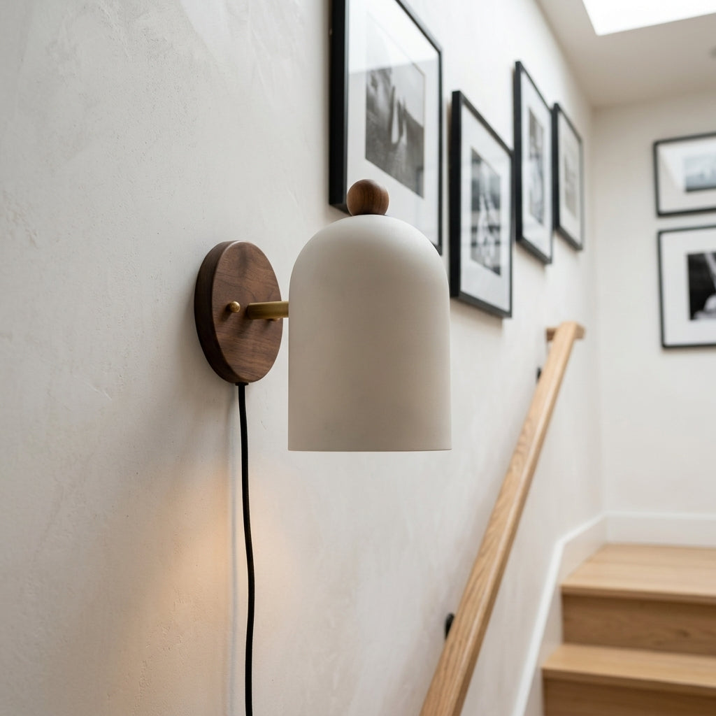 Sables Zen Walnut Plug-in Wall Sconce