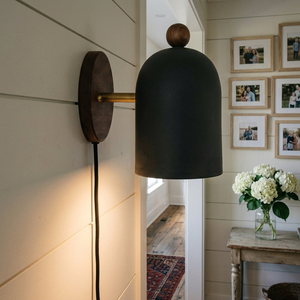 Sables Zen Walnut Plug-in Wall Sconce