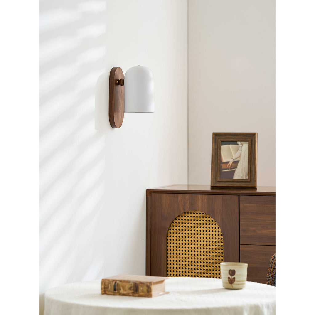 Sables Zen Walnut & Iron Wall Sconce (Hardwired)