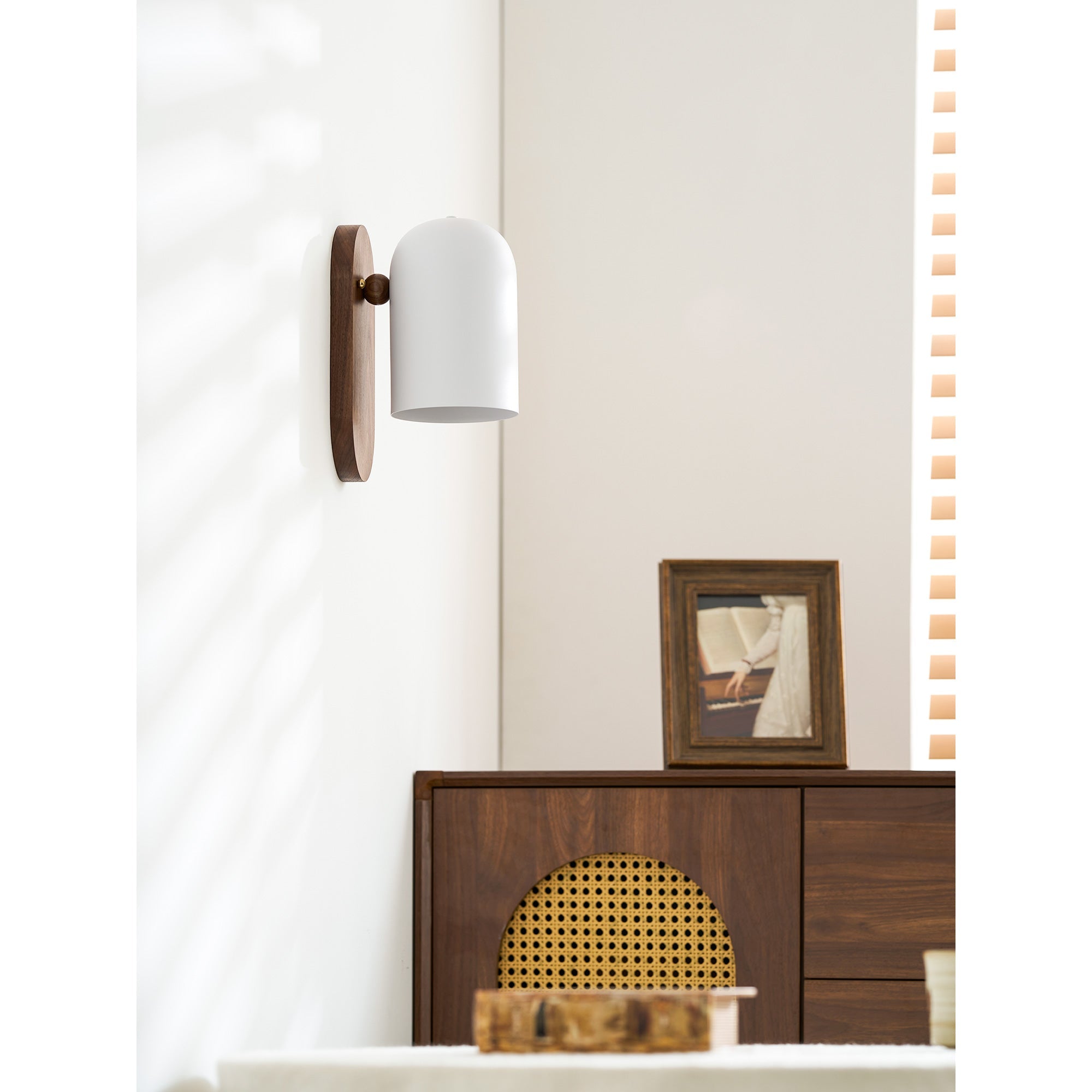 Sables Zen Walnut & Iron Wall Sconce (Hardwired)