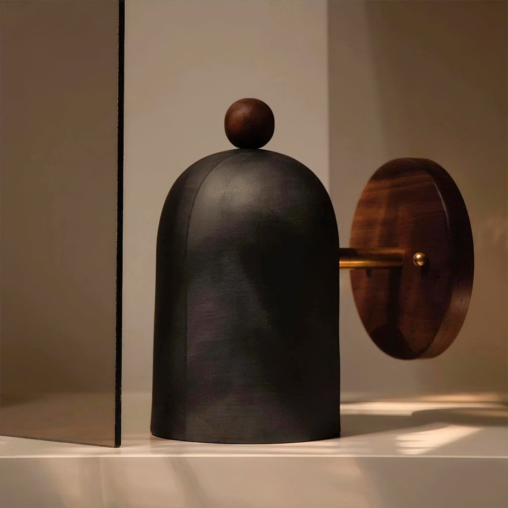 Sables Zen Walnut & Iron Wall Sconce (Hardwired)