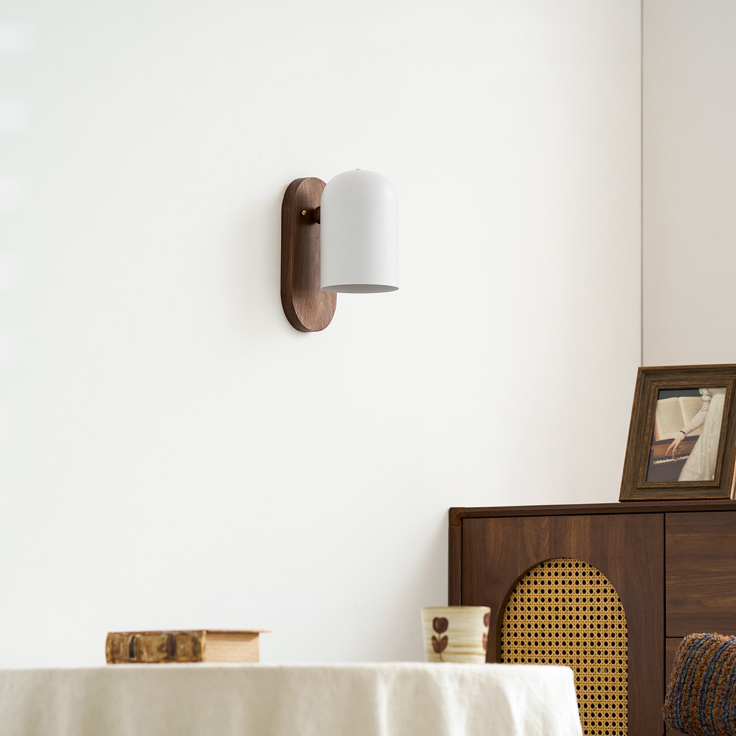 Sables Zen Walnut & Iron Wall Sconce (Hardwired)