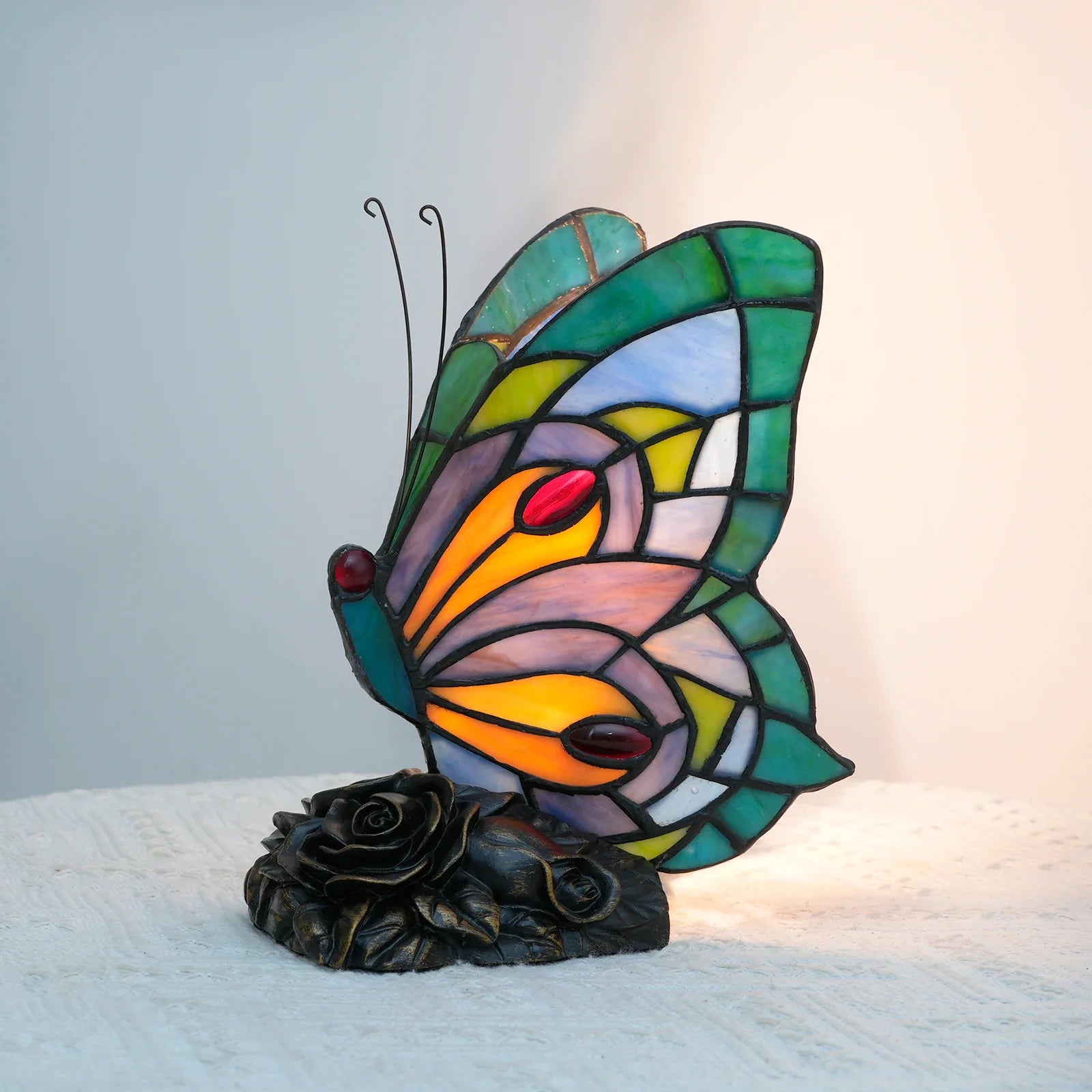 Zyrelis - Vintage Glass Table Lamp Butterfly Design