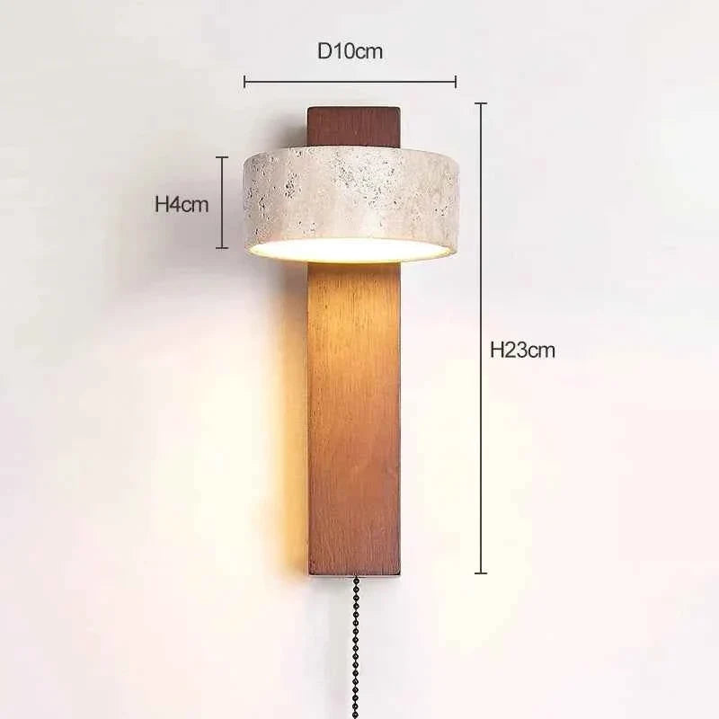 Bela Wall Lamp | French Wabi-Sabi Design with Solid Wood & Travertine