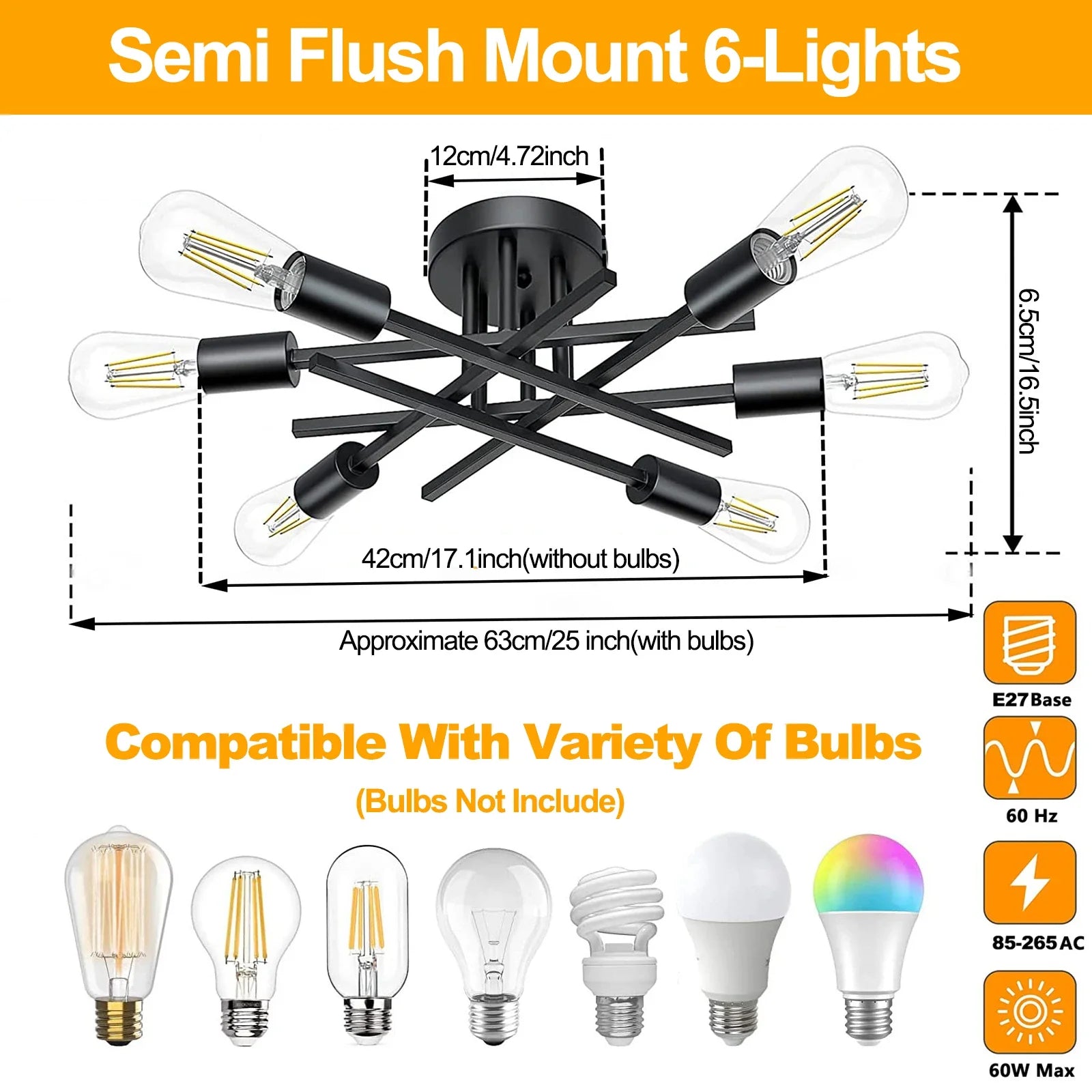 Zyrelise - Modern Sputnik Ceiling Lamp E27