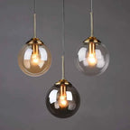 Bela Glass Globe Pendant Light | Adjustable Height, Amber & Smoke Grey