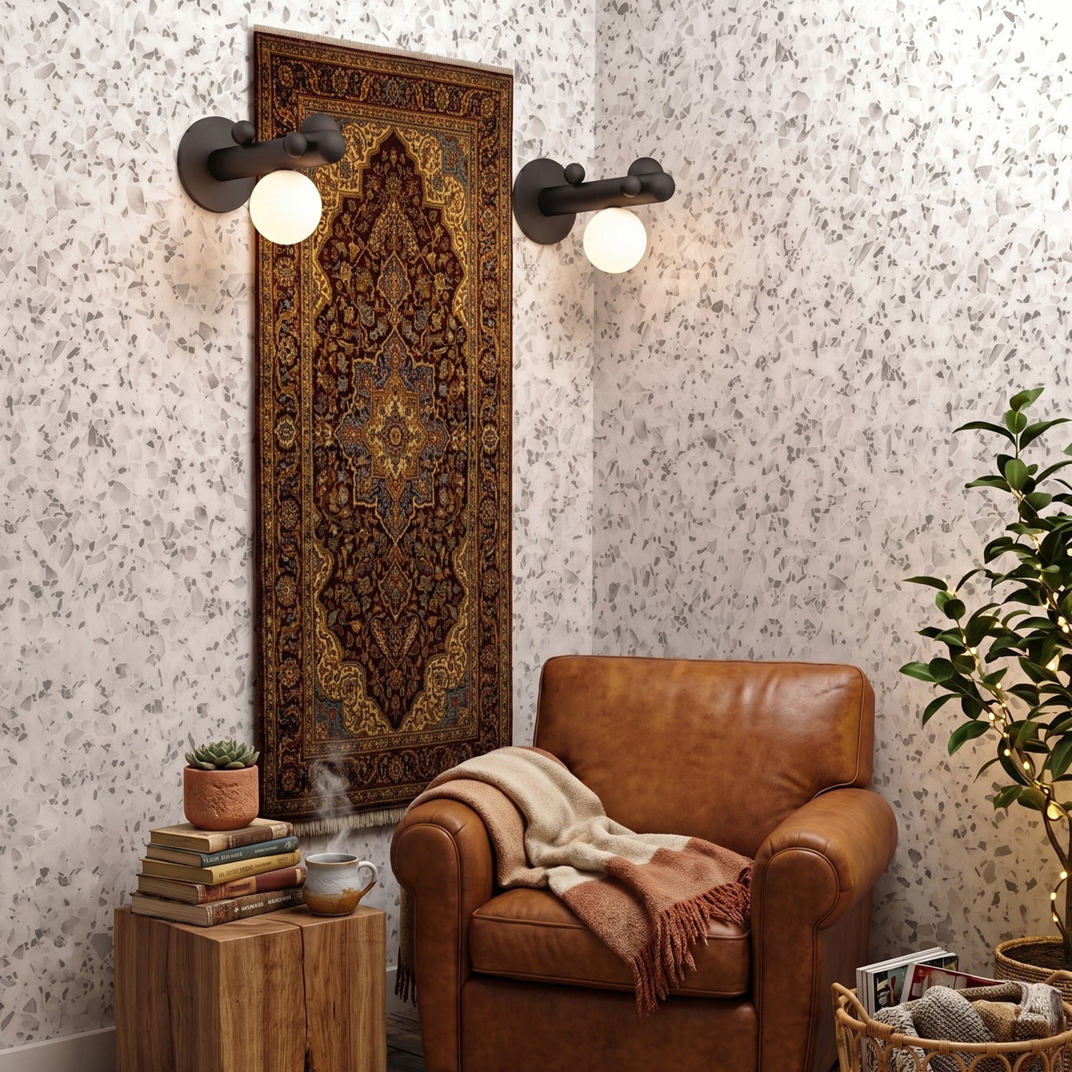 Saguaro Helio Opal Globe Wall Sconce