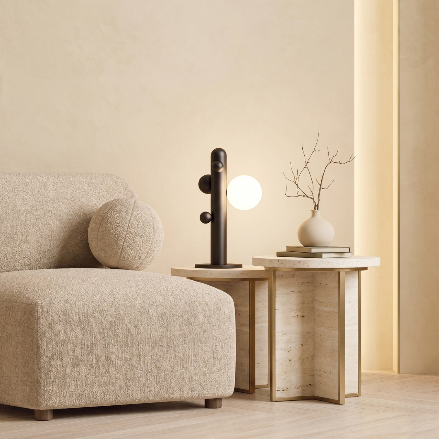 Saguaro Totem Orb Table Lamp in Matte Black