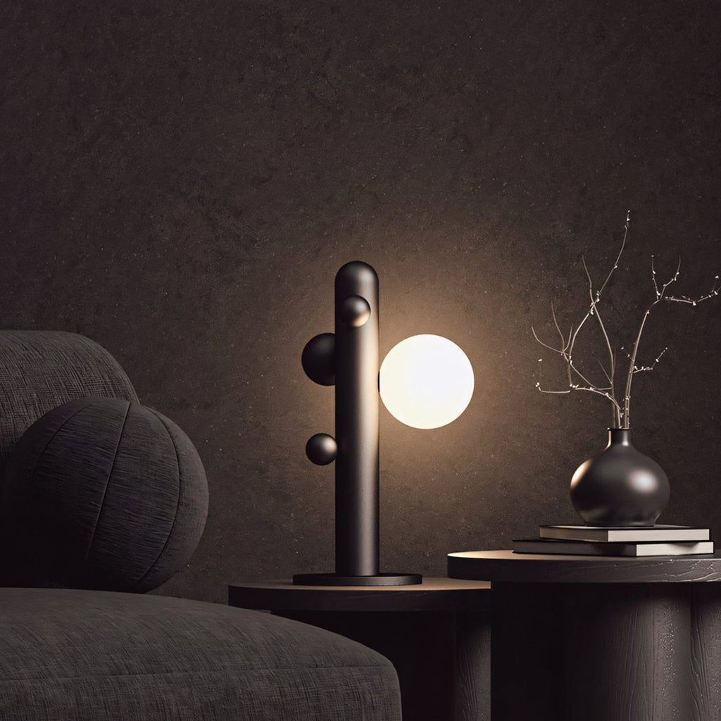 Saguaro Totem Orb Table Lamp in Matte Black