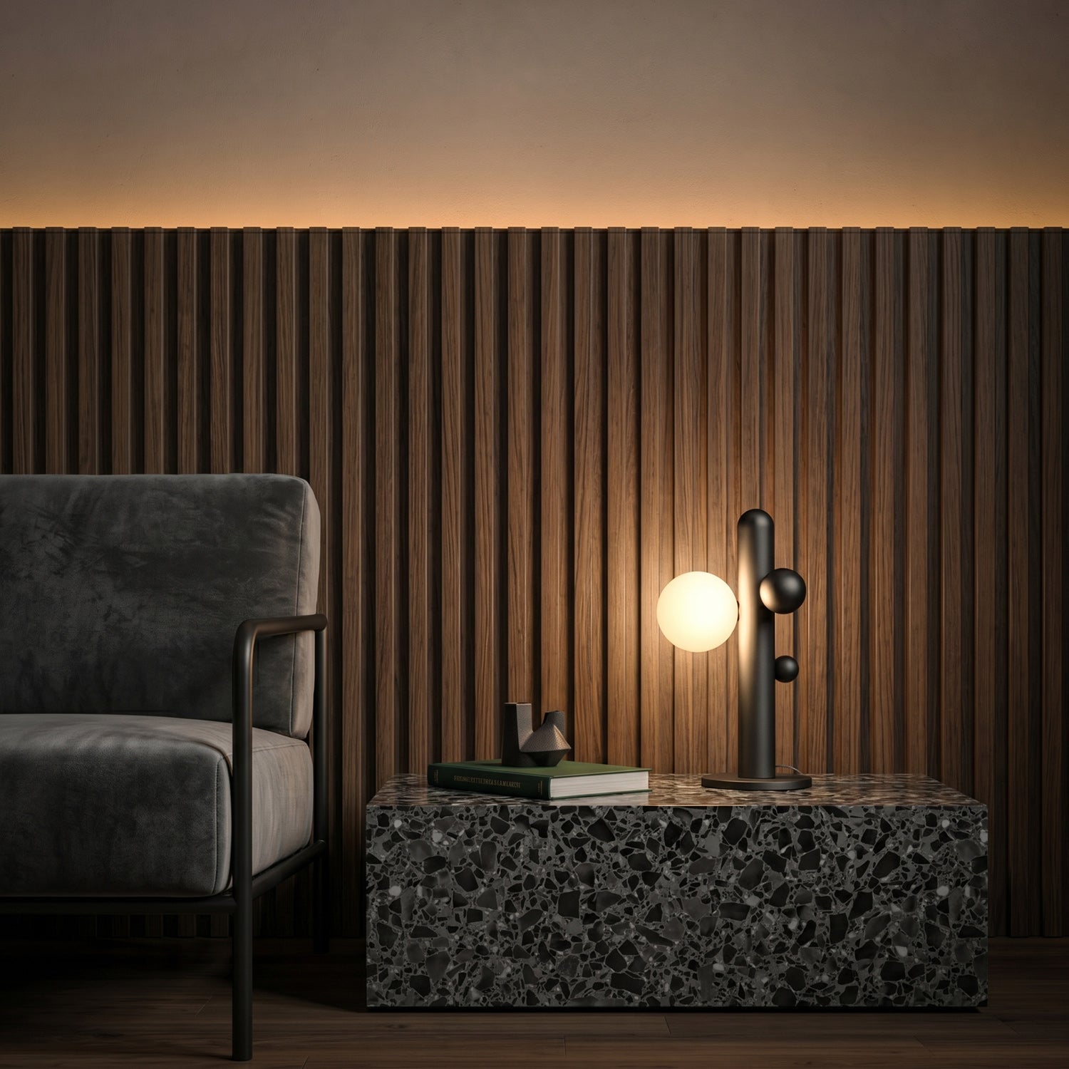 Saguaro Totem Orb Table Lamp in Matte Black