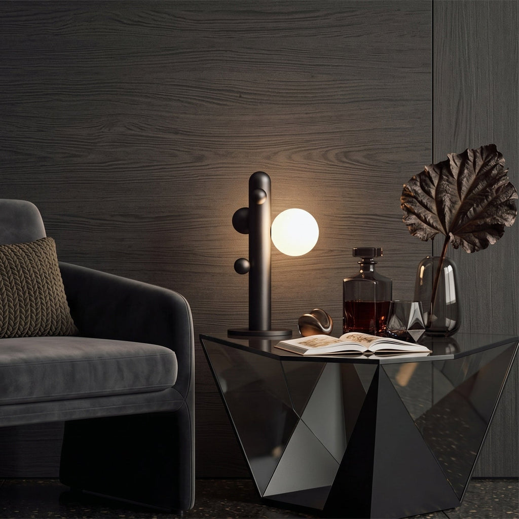 Saguaro Totem Orb Table Lamp in Matte Black