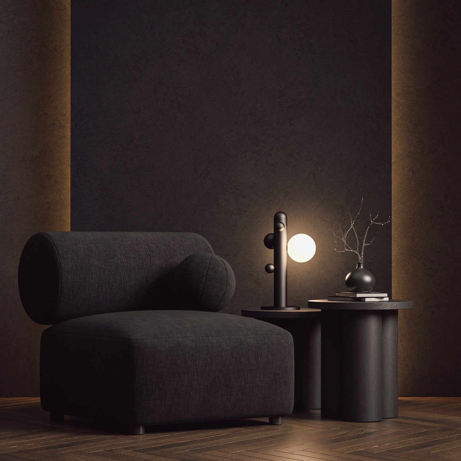 Saguaro Totem Orb Table Lamp in Matte Black