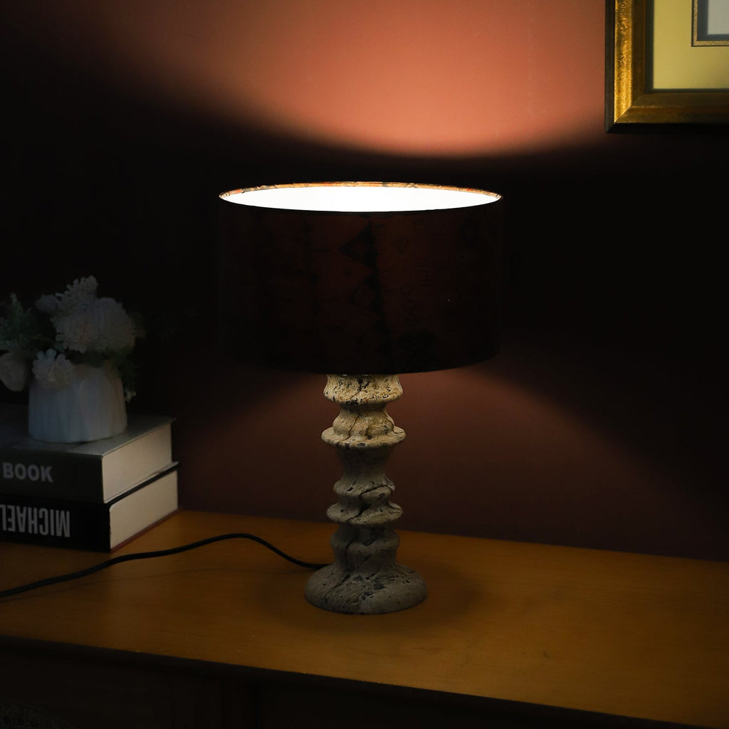 Sahar Ridged Travertine Totem Table Lamp