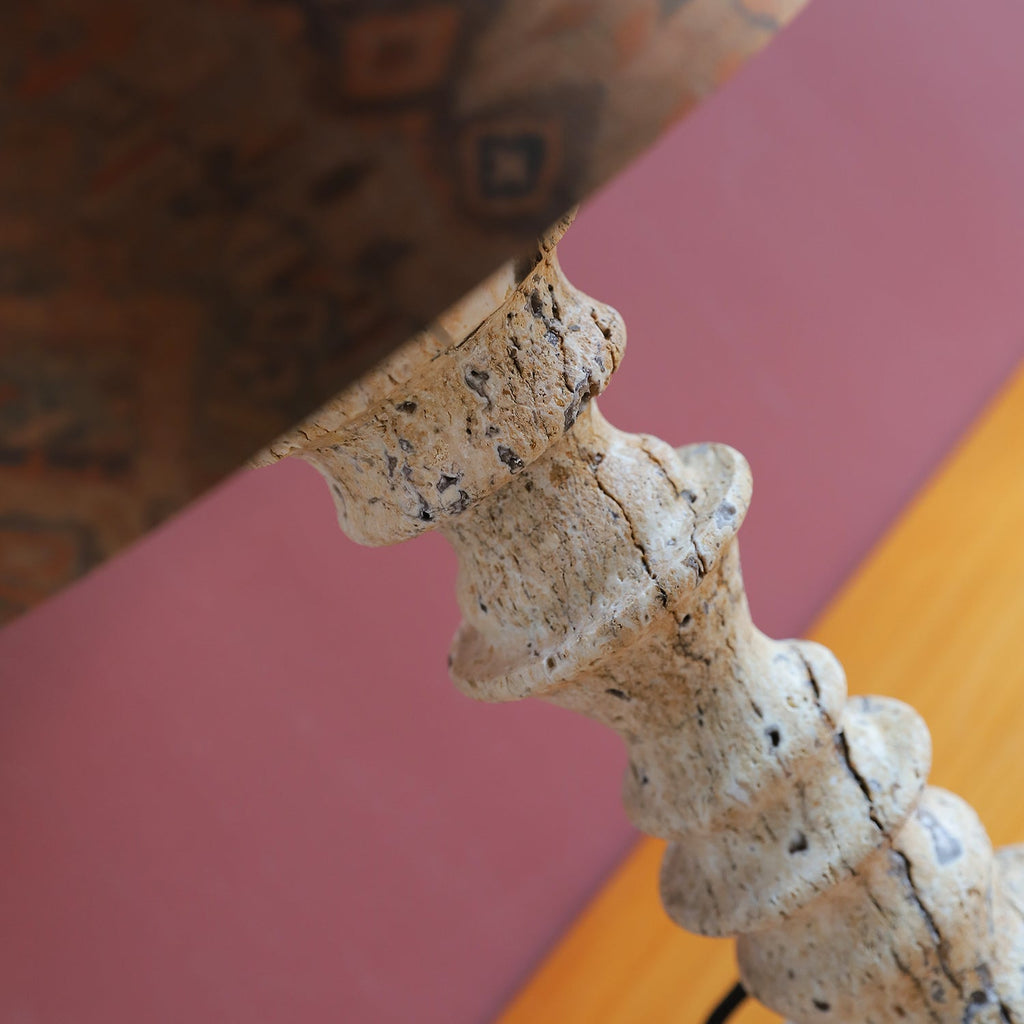 Sahar Ridged Travertine Totem Table Lamp