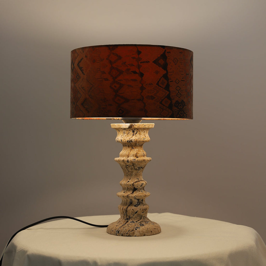 Sahar Ridged Travertine Totem Table Lamp